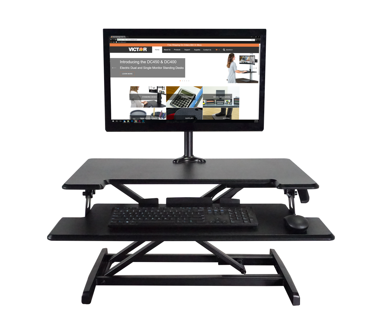 VICTOR® High Rise™ Compact Adjustable Height Standing Desk with Keyboard Tray