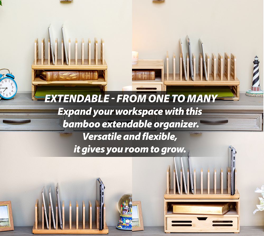 VICTOR® Large Adjustable Bamboo File Sorter