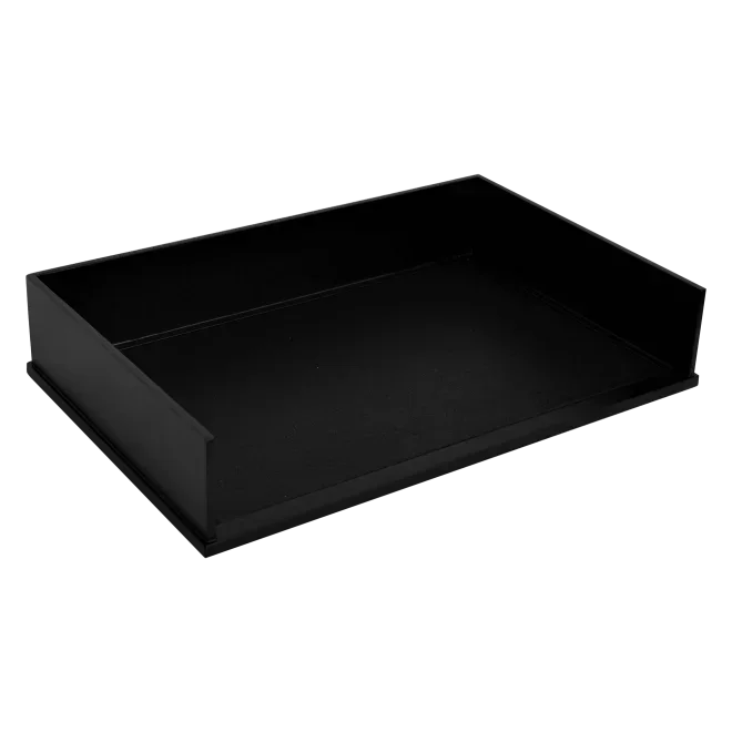 Black desktop tray for office organization and document storage