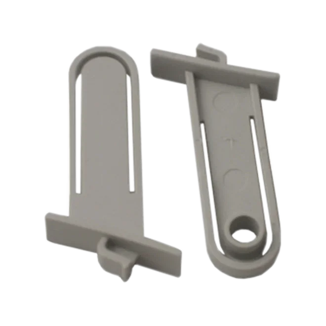 Gray replacement paper arm set for office calculator, two plastic parts shown