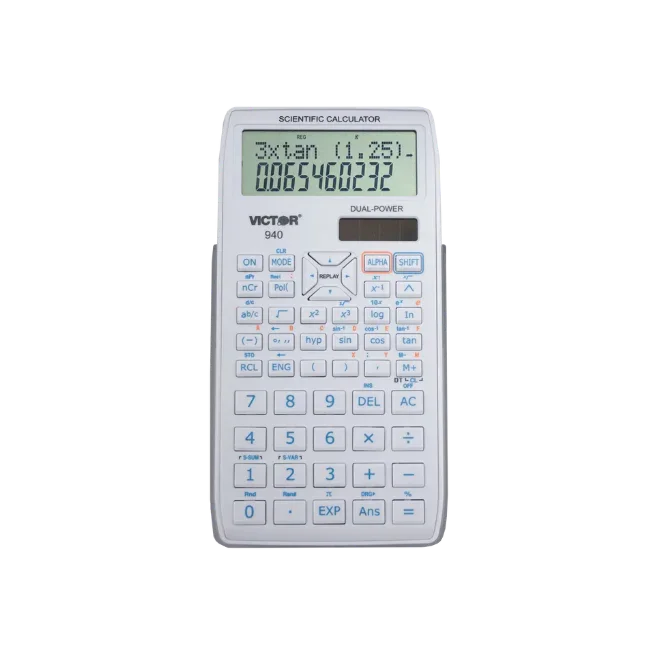 Scientific calculator with two-line display and multifunction buttons