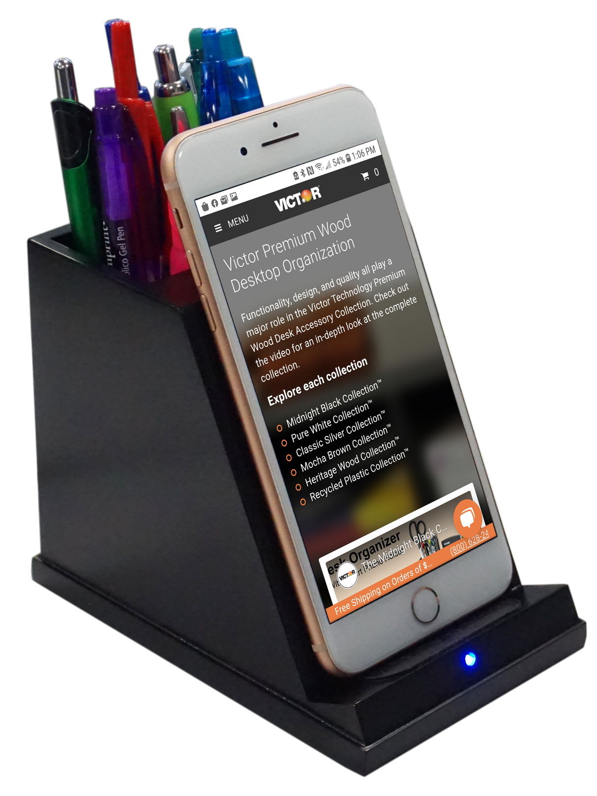 Wireless Phone Charger with Pencil Cup