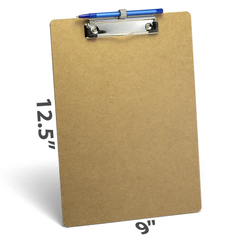 Wood Clipboard with Low Profile Clip and Pen Holder - Letter, 6-Pack