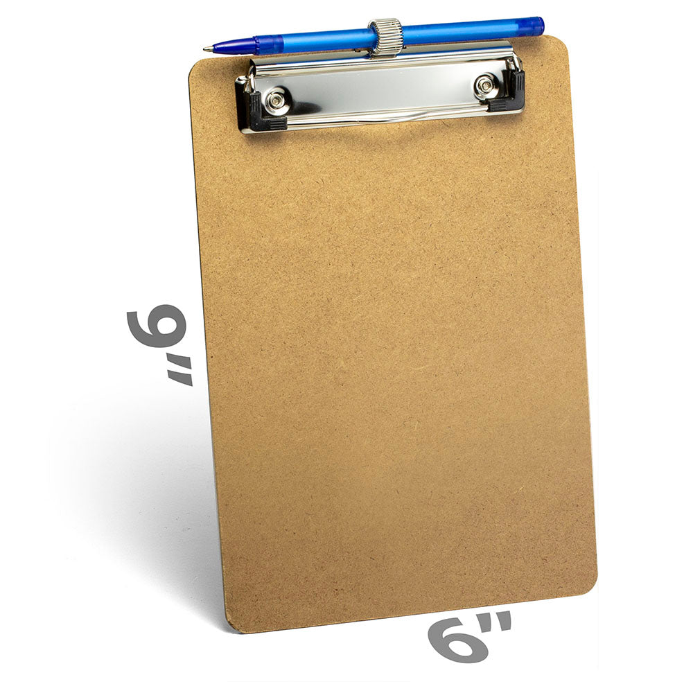 Wood Clipboard with Low Profile Clip and Pen Holder - Memo, 24-Pack