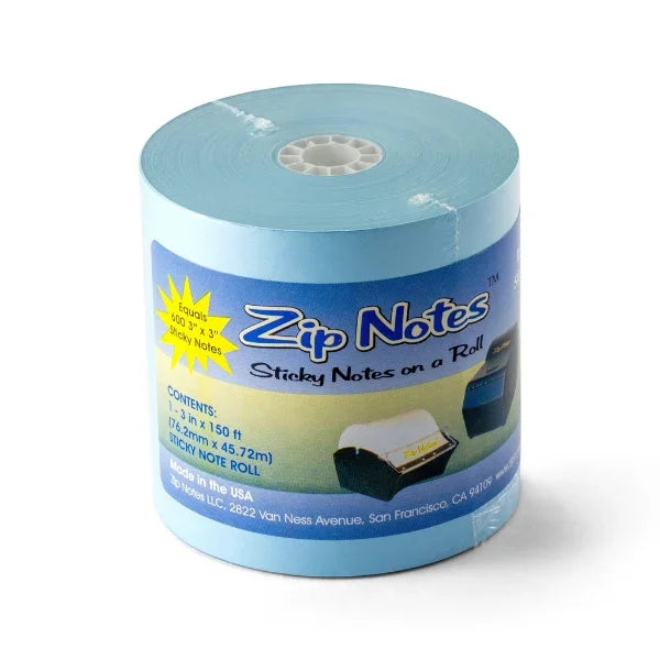 A roll of Victor® Zip Notes light blue sticky notes on a roll.