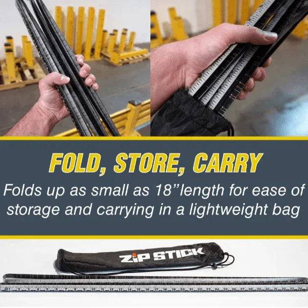 Victor® Zip Stick 144 inch ProSpan magnetic measuring tool folded into a compact carrying bag.