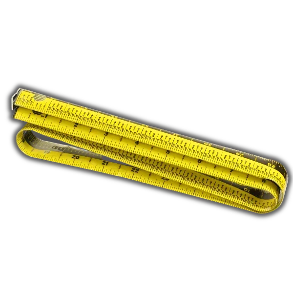 Yellow flexible measuring tape for precise measurements in office or school settings
