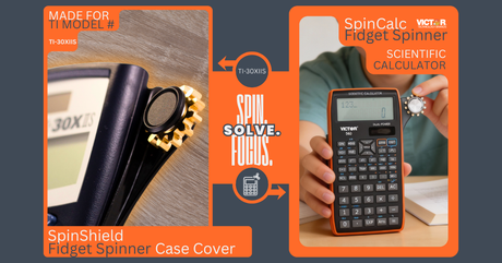 Scientific calculator with integrated fidget spinner attachment for classroom focus