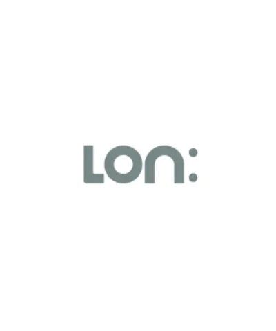 Gray text 'LON:' in modern font centered on white background