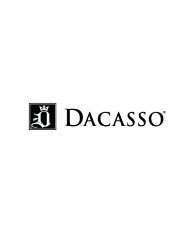 Dacasso logo with crowned letter emblem, black text on white background, office accessories branding