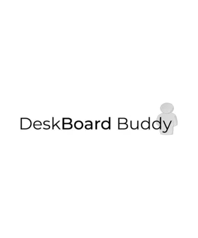 DeskBoard Buddy logo with minimalist human figure, workspace accessory branding