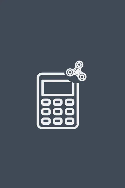 Minimalist icon of a calculator with a fidget spinner on dark background
