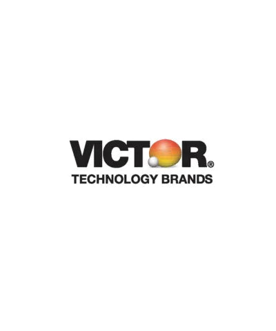 Victor Technology Brands logo with bold black text and a gradient orange-yellow circle design