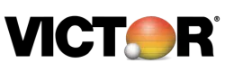 Victor Technology logo with black text and two gradient spheres, one orange-yellow and one white