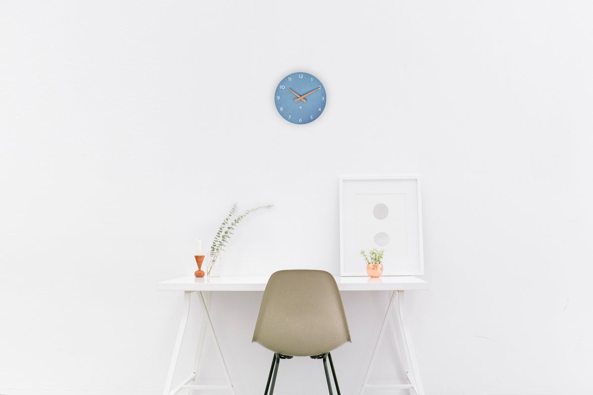 Alba Wooden Wall Clock – Blue, 12"