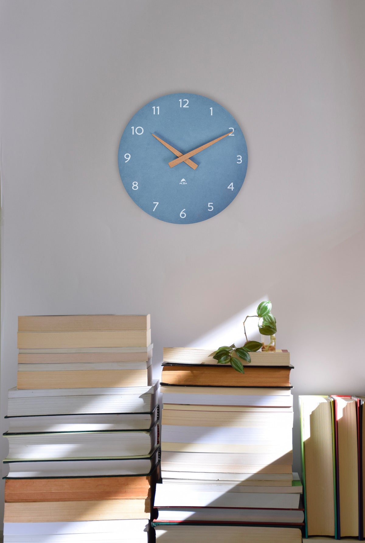 Alba Wooden Wall Clock – Blue, 12"