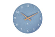 Alba 12-inch blue wooden wall clock with white numbers and wooden hands.