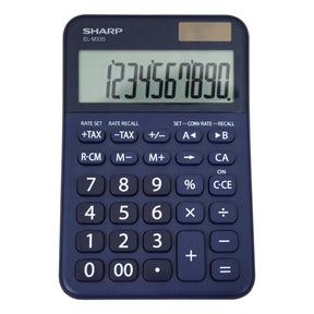 Dark blue SHARP Calculators® EL-M335 10-digit desktop calculator with extra-large display