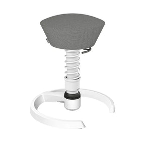 Aeris Swopper ergonomic office stool with grey seat and white spring base with glides