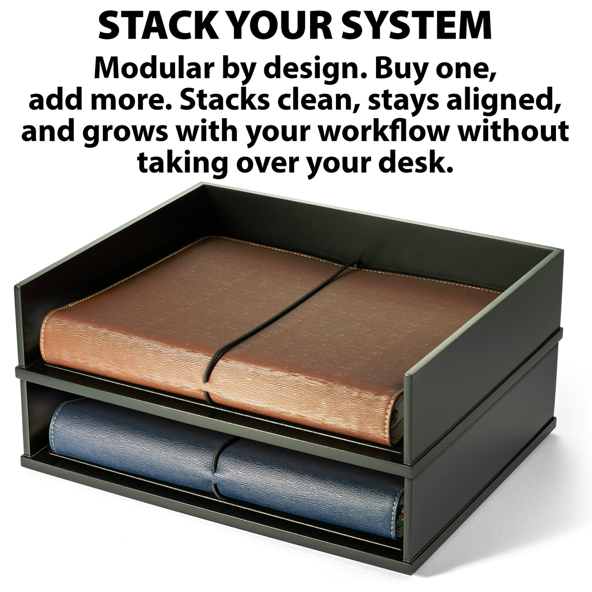 VICTOR® Stacking Letter Tray Desk Organizer – Solid Wood Side-Load Paper Tray - Stackable up to 5 High