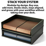 VICTOR® Stacking Letter Tray Desk Organizer – Solid Wood Side-Load Paper Tray - Stackable up to 5 High