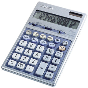 SHARP Calculators® 12-digit executive business calculator with silver metal case and large LCD display
