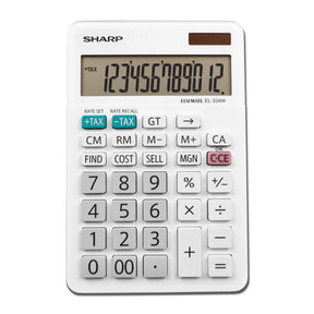 SHARP Calculators® EL-334WB 12-digit professional desktop calculator in white