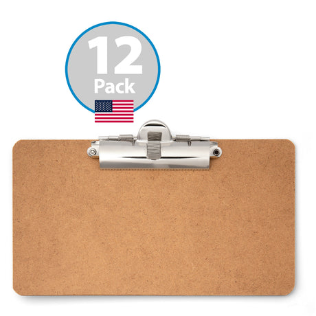 12-Pack 5-inch x 9-inch Memo Clipboard with Low Profile Metal Side Clip & Pen Holder