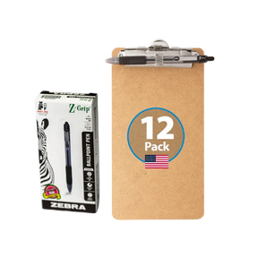 Officemate 12-pack of 5x9 inch memo receipt mini clipboards with a Zebra pen.