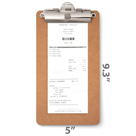 12-Pack 5-inch x 9-inch Receipt Clipboards with Low Profile Top Metal Clip & Pen Holder