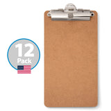 12-Pack 5-inch x 9-inch Receipt Clipboards with Low Profile Top Metal Clip & Pen Holder