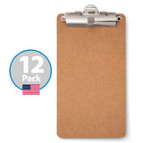 12-Pack 5-inch x 9-inch Receipt Clipboards with Low Profile Top Metal Clip & Pen Holder