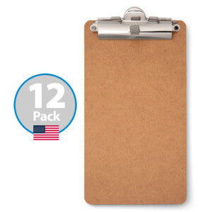 12-Pack 5-inch x 9-inch Receipt Clipboards with Low Profile Top Metal Clip & Pen Holder