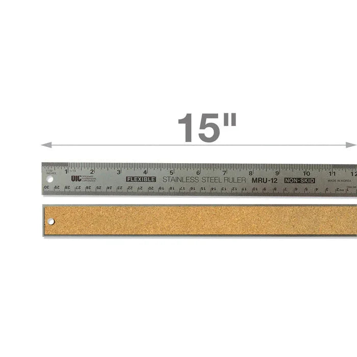 Metal 15 Inch Ruler Officemate® 15-inch Stainless Steel Ruler | Inch & Metric, Cork Back ...