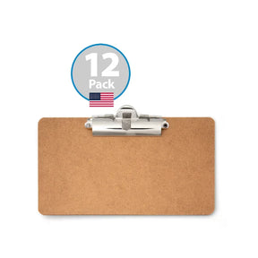 Officemate 12-pack of brown masonite memo receipt mini clipboards with metal clips