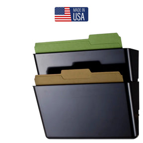 Officemate® 2-Pack Letter Wall File in black containing green and tan folders