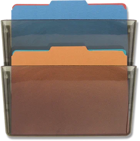 Officemate® Gray Letter Wall File organizer containing colorful hanging folders