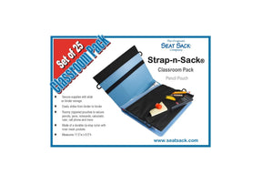 Set of 25 Seat Sack® Strap-n-Sack® Classroom Pack pencil pouches for binder storage.