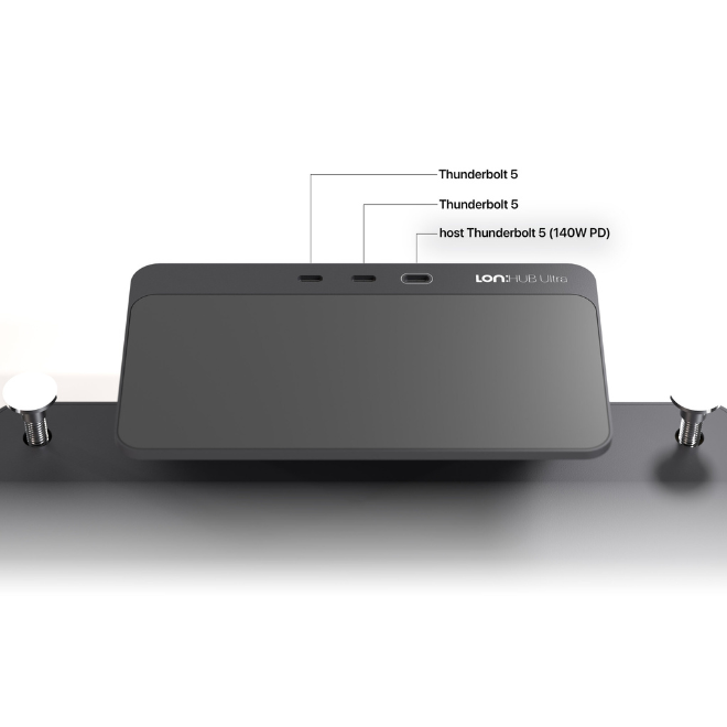 Lon:HUB Ultra – 4x Thunderbolt 5 Dock, 140W PowerDelivery, Qi2 Wireless Charging, Up to 8TB SSD