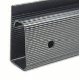 Metallic strip with a ribbed surface on a white background