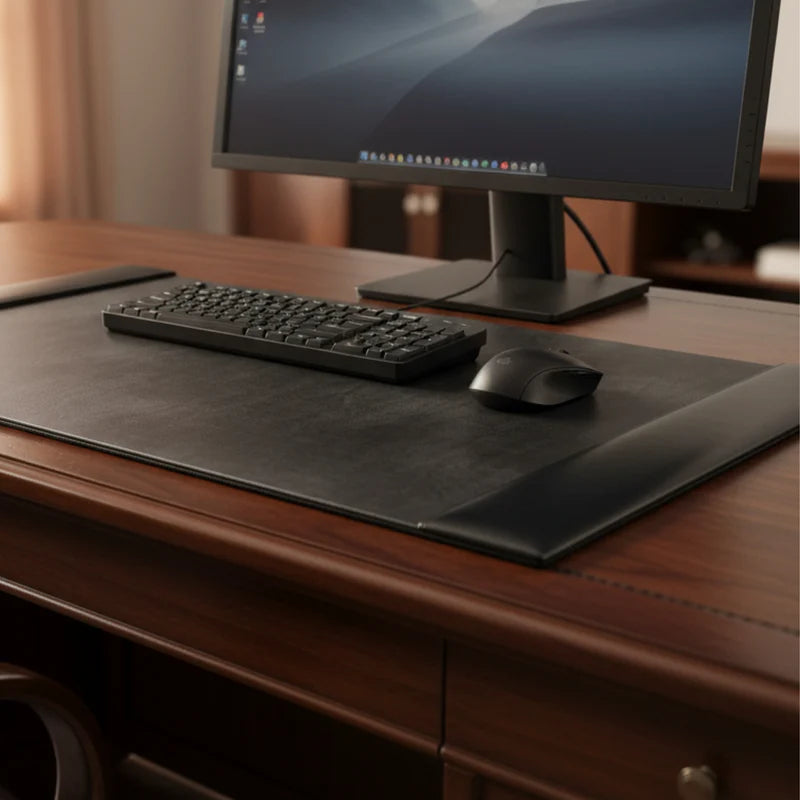 Dacasso Black Bonded Leather 30" x 18" Desk Pad