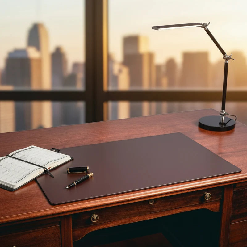 Dacasso Chocolate Brown Leather 34" x 20" Desk Mat without Rails
