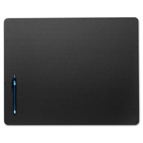 Dacasso black leatherette conference table pad with a blue pen on the side
