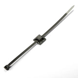 Black cable tie on a white background