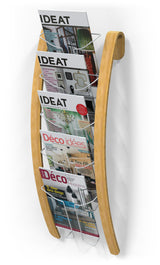 Alba wooden wall brochure display unit with five compartments holding magazines