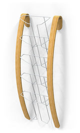 Alba wooden wall brochure display unit with five white wire compartments
