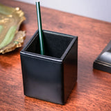 Dacasso Black Bonded Leather Pencil Cup
