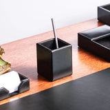 Dacasso Black Bonded Leather Pencil Cup