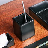 Dacasso Black Bonded Leather Pencil Cup