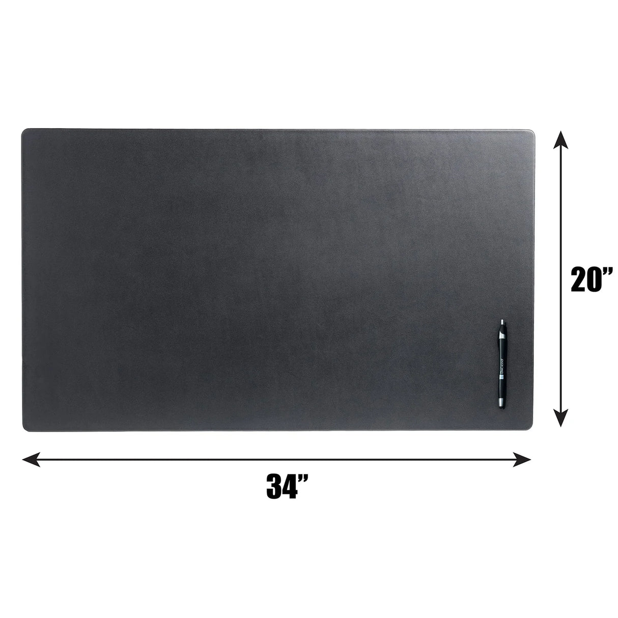 Dacasso Black Leather 34" x 20" Desk Mat without Rails